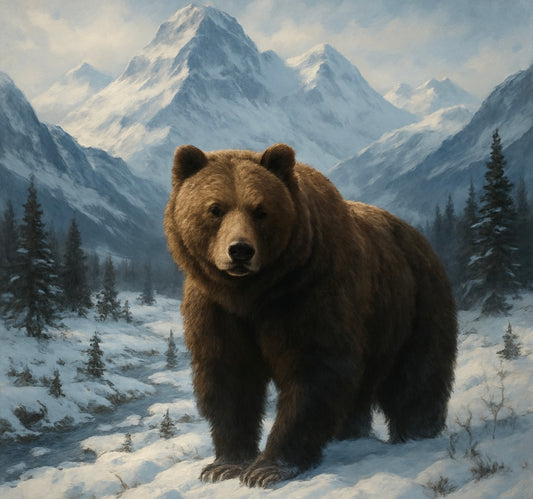 Bear in the snowy mountains
