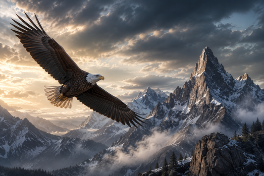 Soaring Eagle in the Mountains